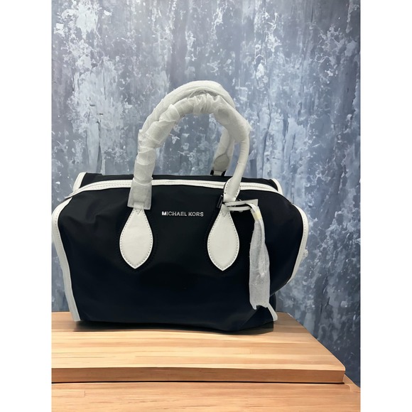 Michael Kors Handbags - NWT - Michael Kors “MK” - Connie - Black & White LG Duffle Bag